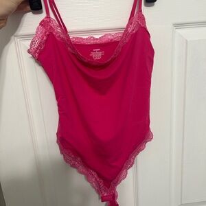 Women's Pink Lace Bodysuit